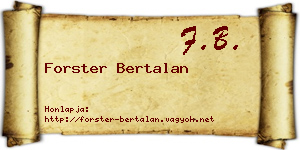 Forster Bertalan névjegykártya
